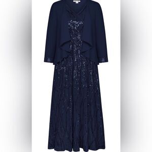 Grace Karin Navy Long Sleeve Sequin Dress